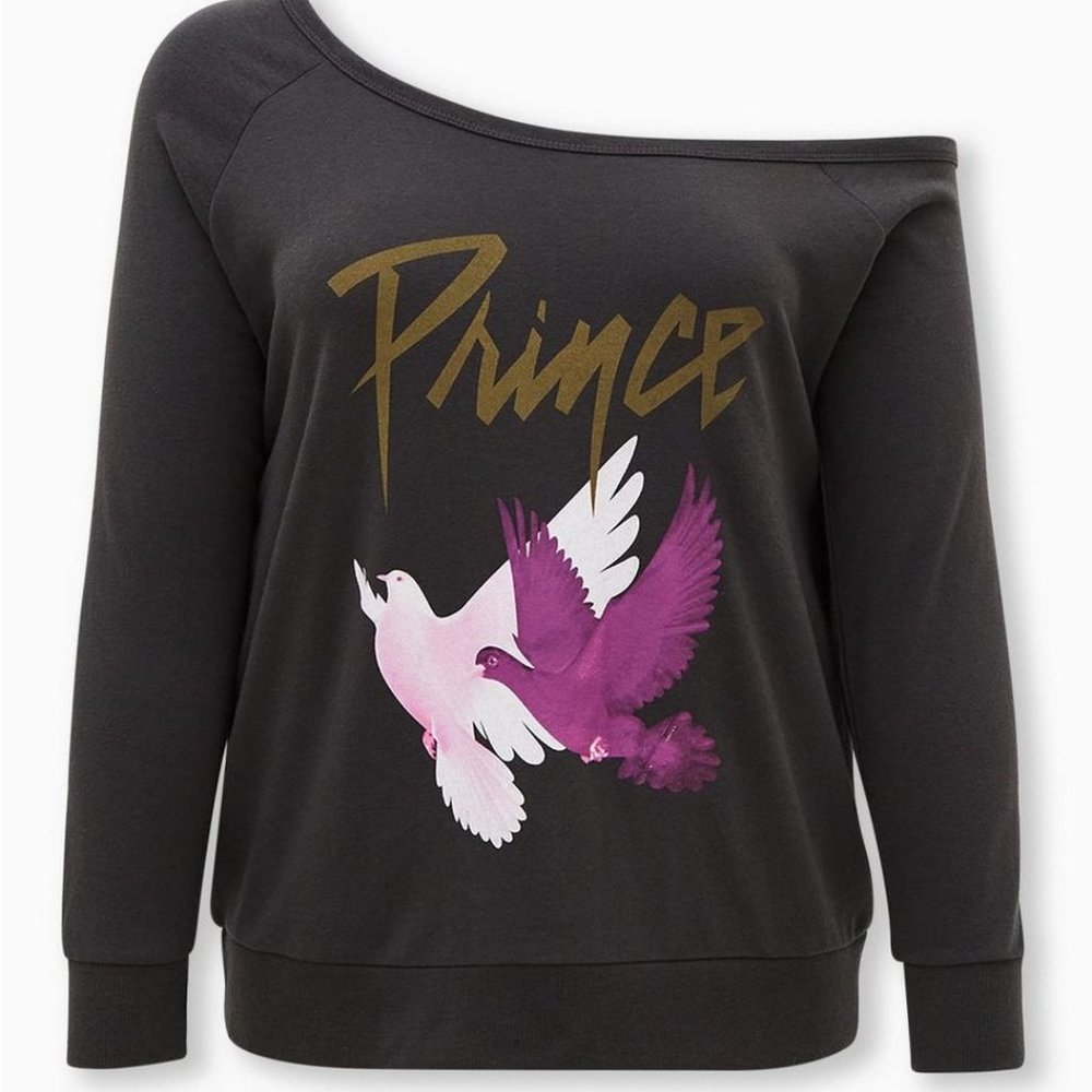 Prince Black Terry Off Shoulder Sweatshirt Officially Licenced 3X PLUS Torrid